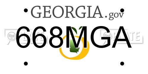 668MGA Georgia License Plate