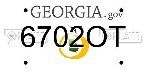 6702OT Georgia License Plate