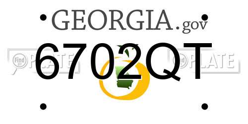 6702QT Georgia License Plate