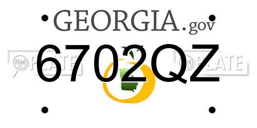 6702QZ Georgia License Plate