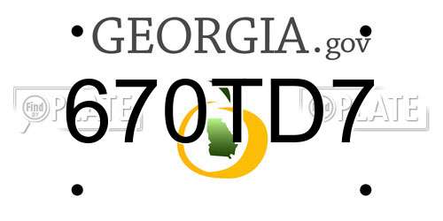 670TD7 Georgia License Plate