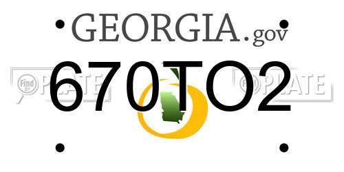 670TO2 Georgia License Plate