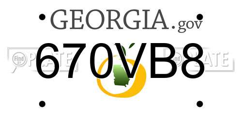 670VB8 Georgia License Plate