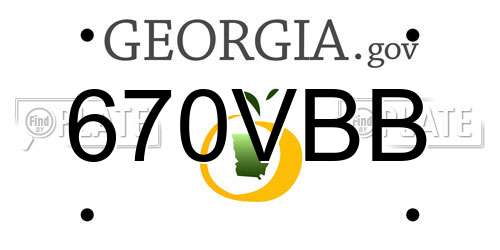 670VBB Georgia License Plate