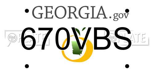 670VBS Georgia License Plate