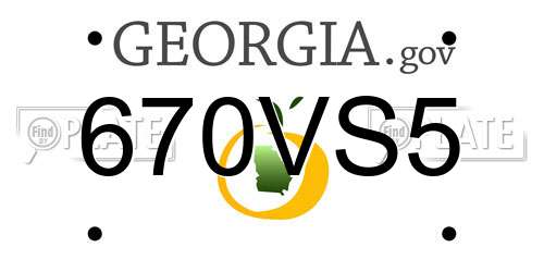 670VS5 Georgia License Plate