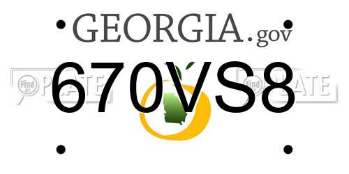 670VS8 Georgia License Plate