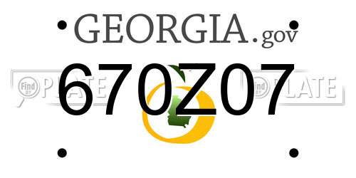 670Z07 Georgia License Plate