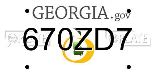 670ZD7 Georgia License Plate