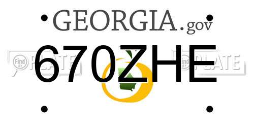 670ZHE Georgia License Plate