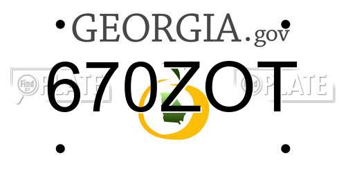 670ZOT Georgia License Plate