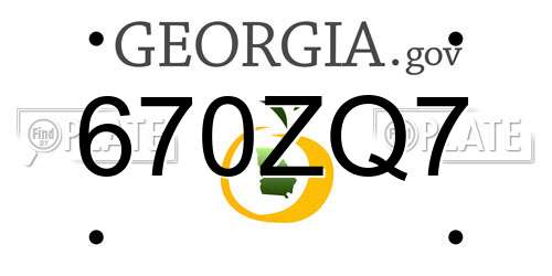 670ZQ7 Georgia License Plate