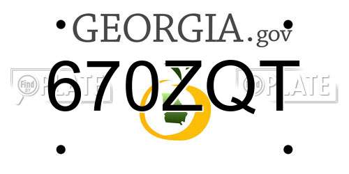 670ZQT Georgia License Plate