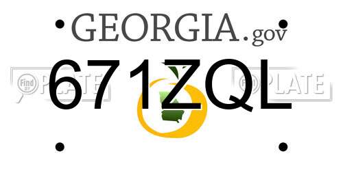 671ZQL Georgia License Plate