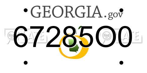 67285O0 Georgia License Plate
