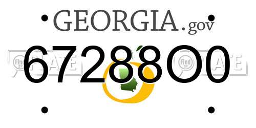 67288O0 Georgia License Plate