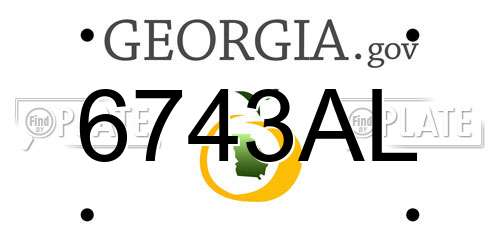 6743AL Georgia License Plate