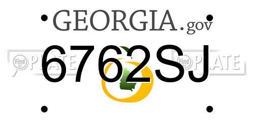 6762SJ Georgia License Plate