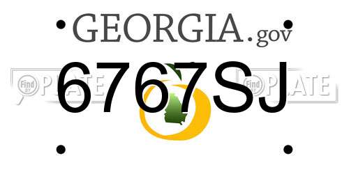 6767SJ Georgia License Plate