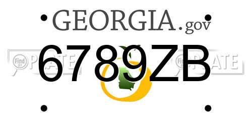 6789ZB Georgia License Plate