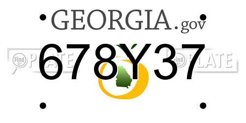 678Y37 Georgia License Plate