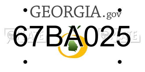 67BA025 Georgia License Plate