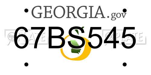 67BS545 Georgia License Plate