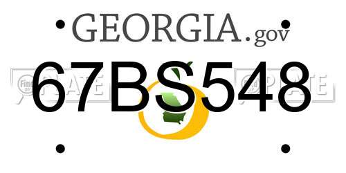 67BS548 Georgia License Plate