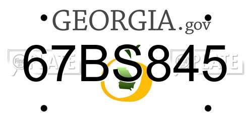 67BS845 Georgia License Plate