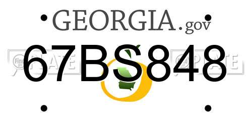 67BS848 Georgia License Plate
