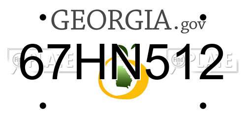 67HN512 Georgia License Plate