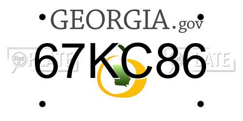 67KC86 Georgia License Plate