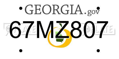 67MZ807 Georgia License Plate