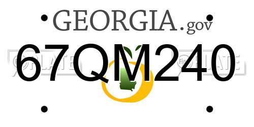 67QM240 Georgia License Plate