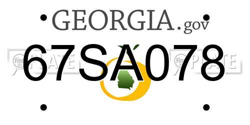 67SA078 Georgia License Plate