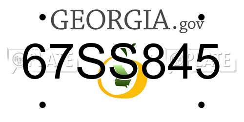 67SS845 Georgia License Plate