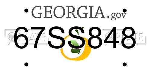 67SS848 Georgia License Plate