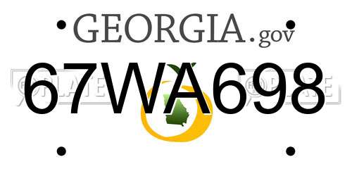 67WA698 Georgia License Plate