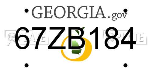 67ZB184 Georgia License Plate
