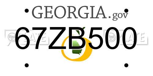 67ZB500 Georgia License Plate