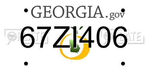 67ZI406 Georgia License Plate