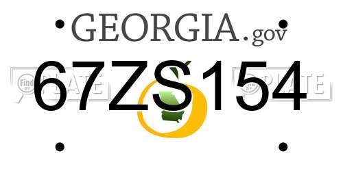 67ZS154 Georgia License Plate