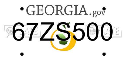 67ZS500 Georgia License Plate