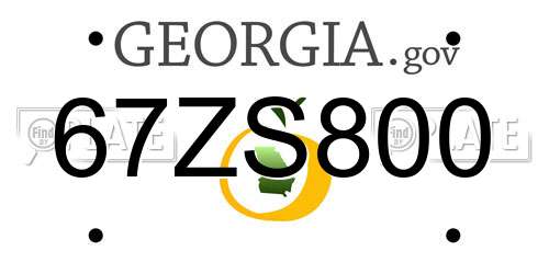 67ZS800 Georgia License Plate