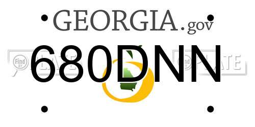 680DNN Georgia License Plate