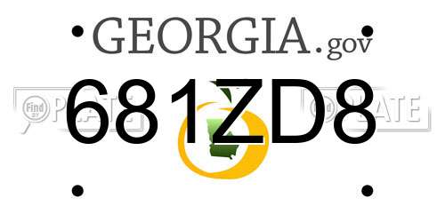 681ZD8 Georgia License Plate