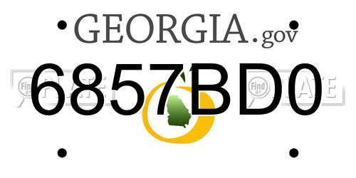 6857BD0 Georgia License Plate