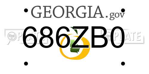 686ZB0 Georgia License Plate