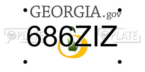686ZIZ Georgia License Plate