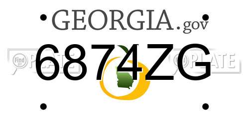 6874ZG Georgia License Plate